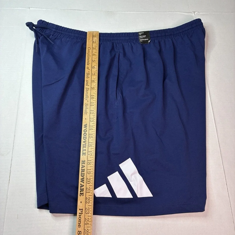 Adidas Men's Train Essentials Pique 3 Stripes Pocket Shorts Blue Size 4XLT